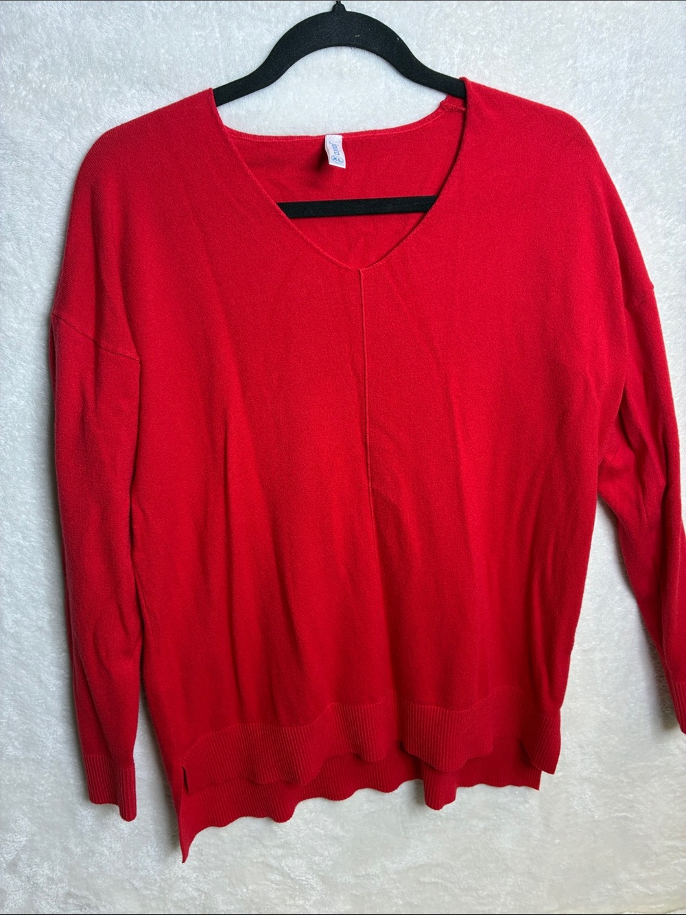 Women's Red V-Neck Knit Sweater